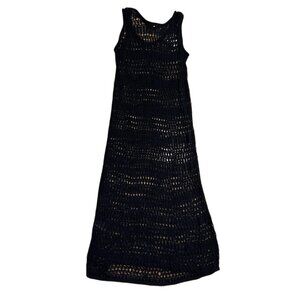 Theory Lace St Dress Jet Black Womens Size P Open Knit Maxi Cover Up NWT